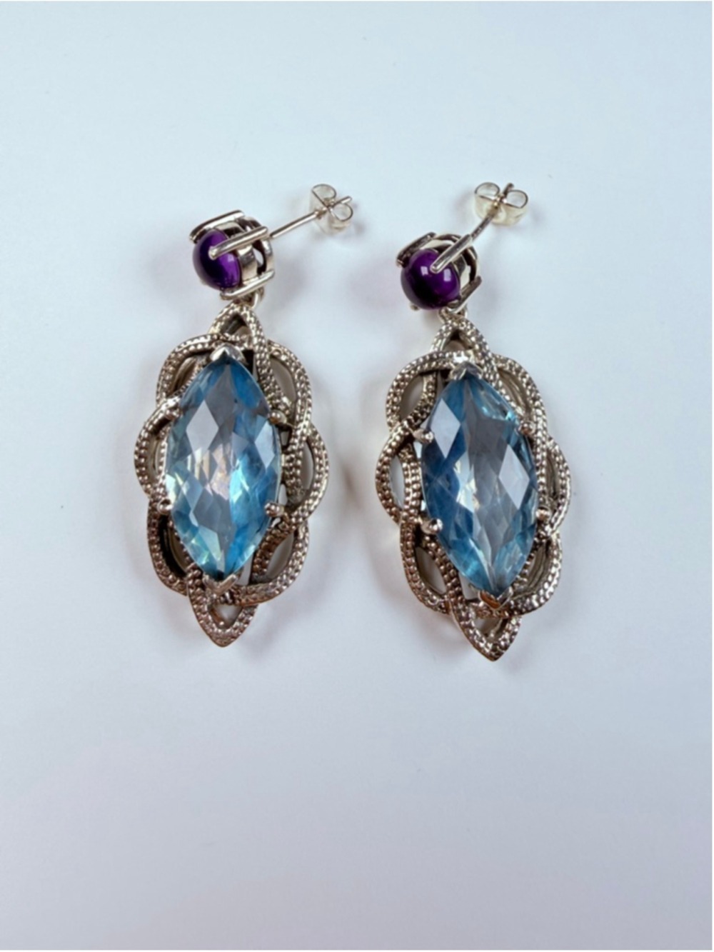 Nicky Butler 16.5 CT Topaz Marquise Medusa Drop 925 Sterling Silver Earrings